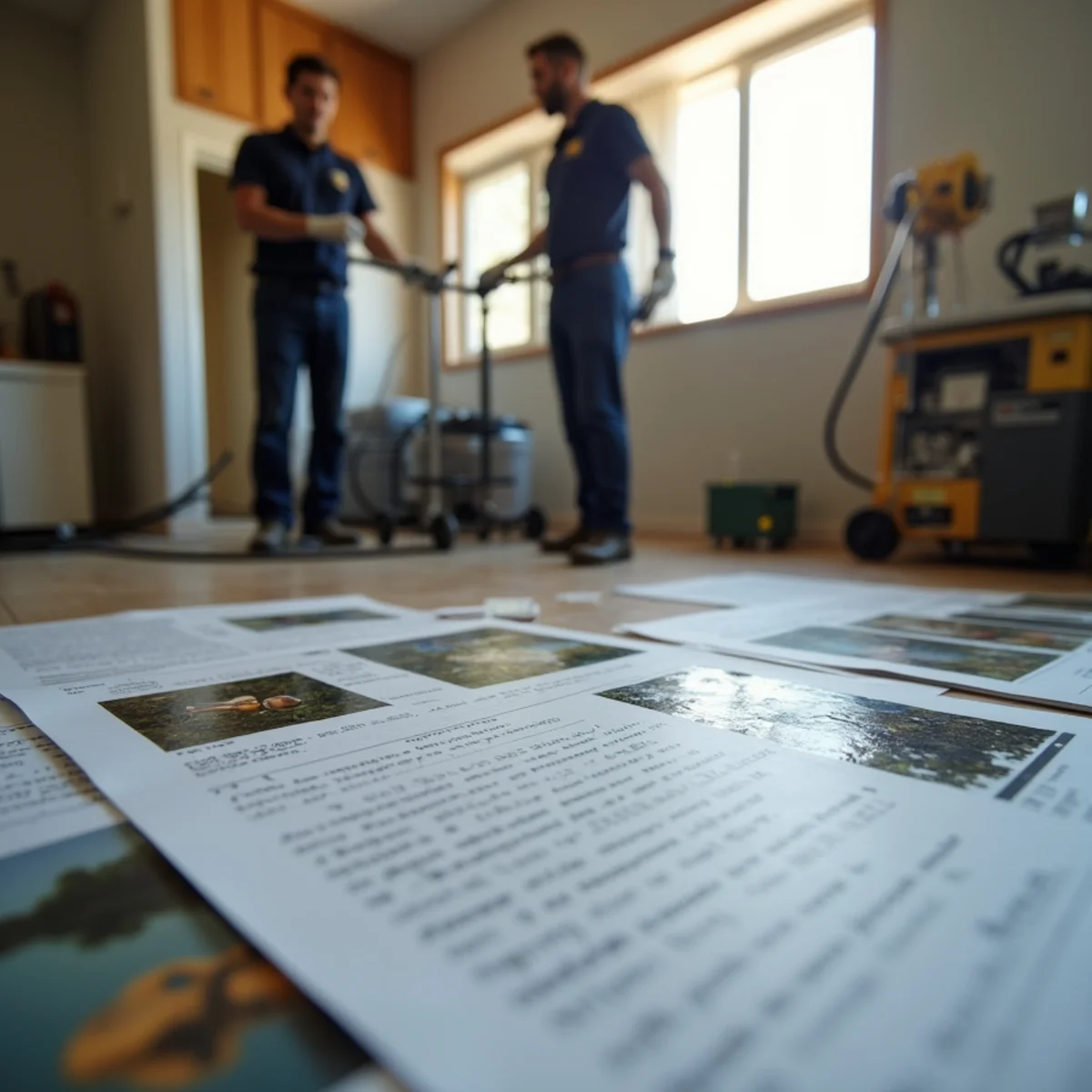 Water-damaged documents and photos laid out for freeze-drying restoration