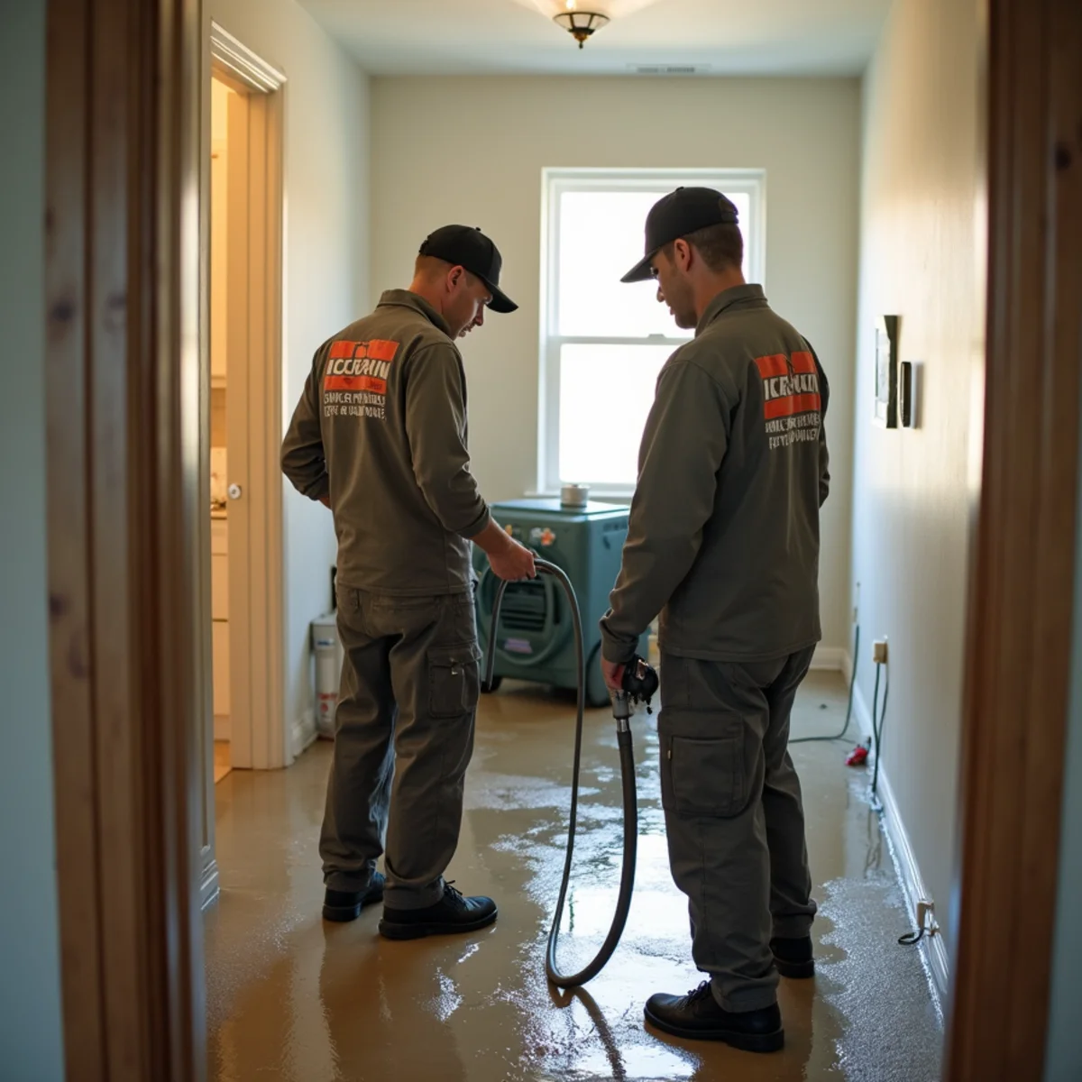 Crew responding to interior flooding in a Lake Forest home