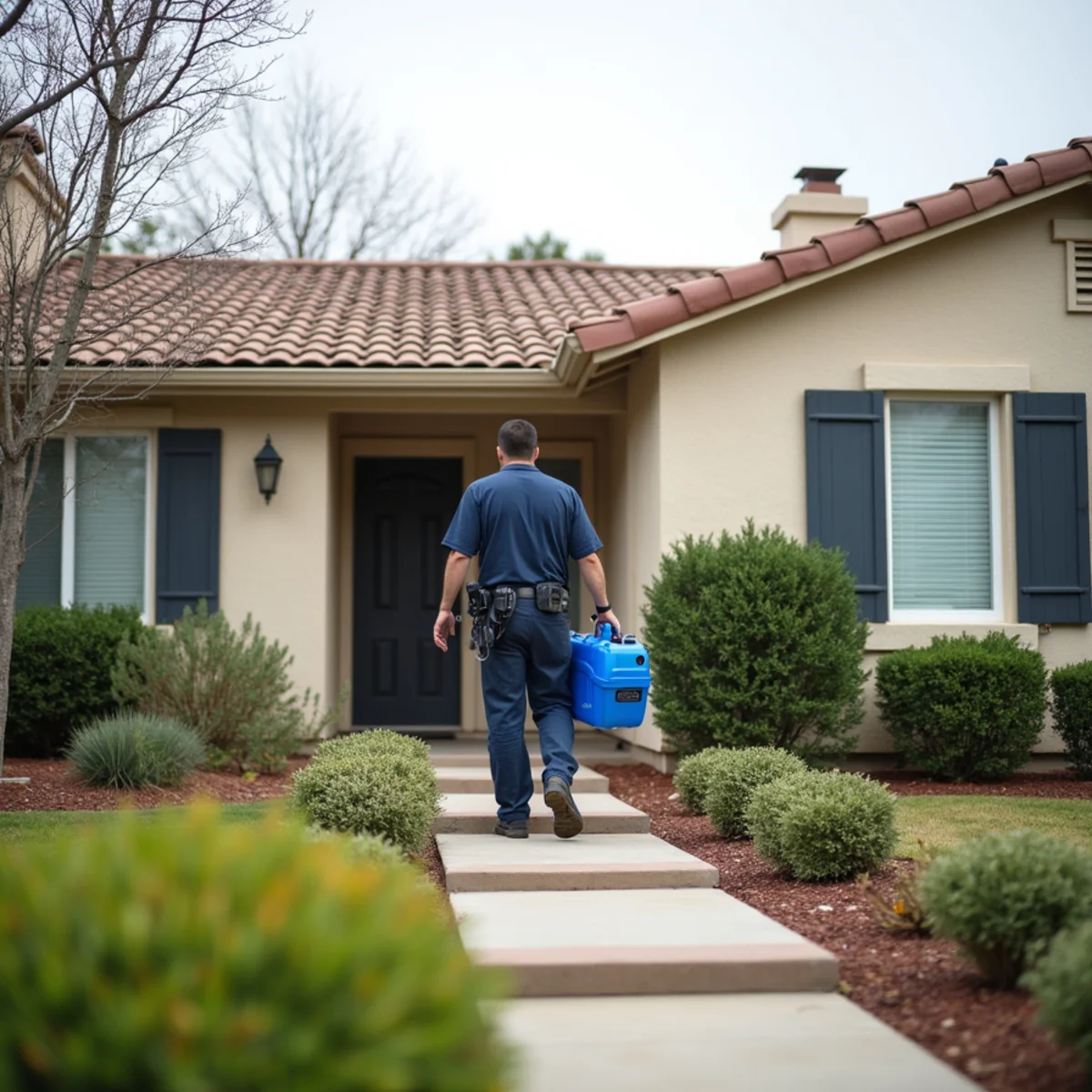 Slab leak detection equipment set up in an Oak Creek Irvine home near the golf club