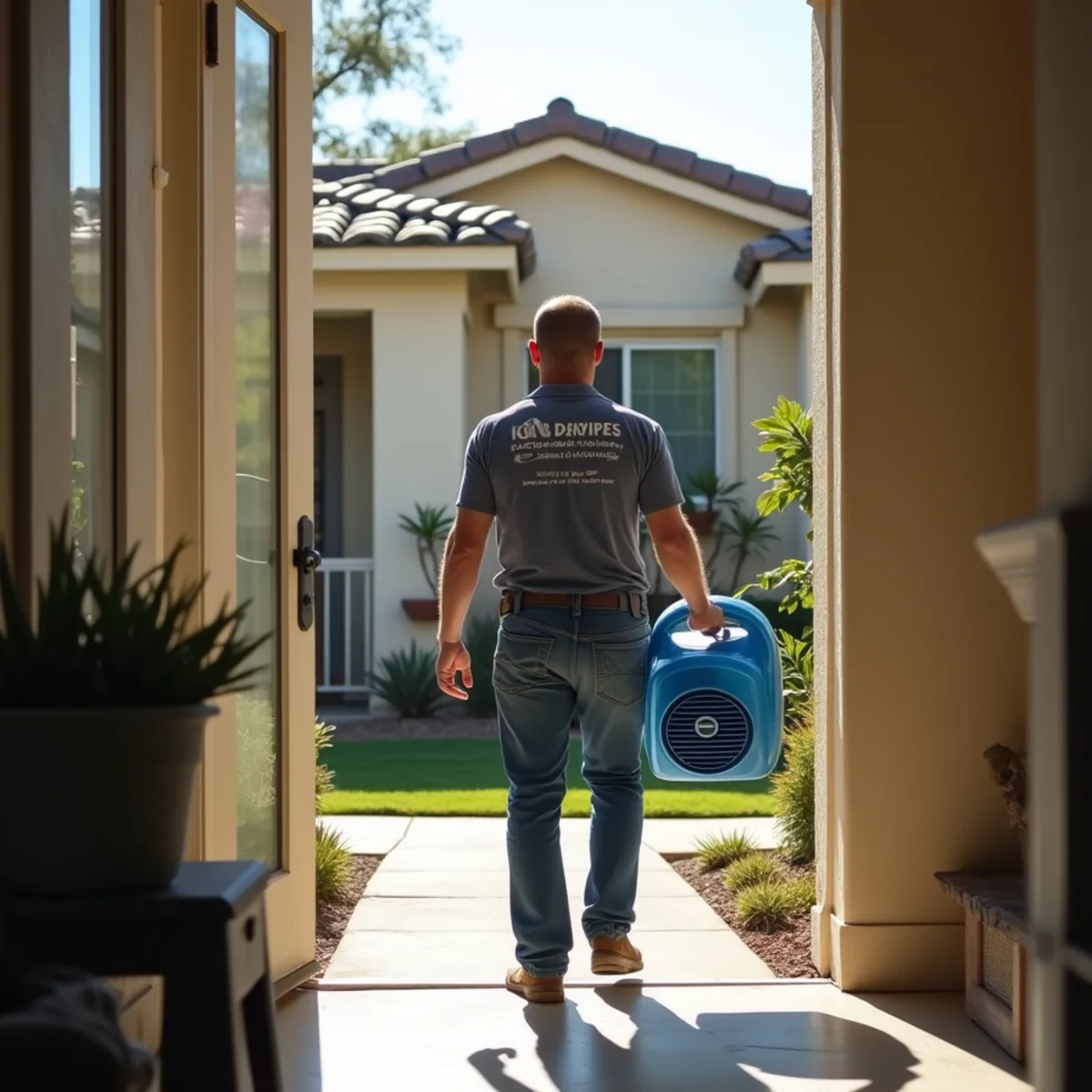 Water damage restoration crew at a home near the Sun & Sail Club lake community in Lake Forest