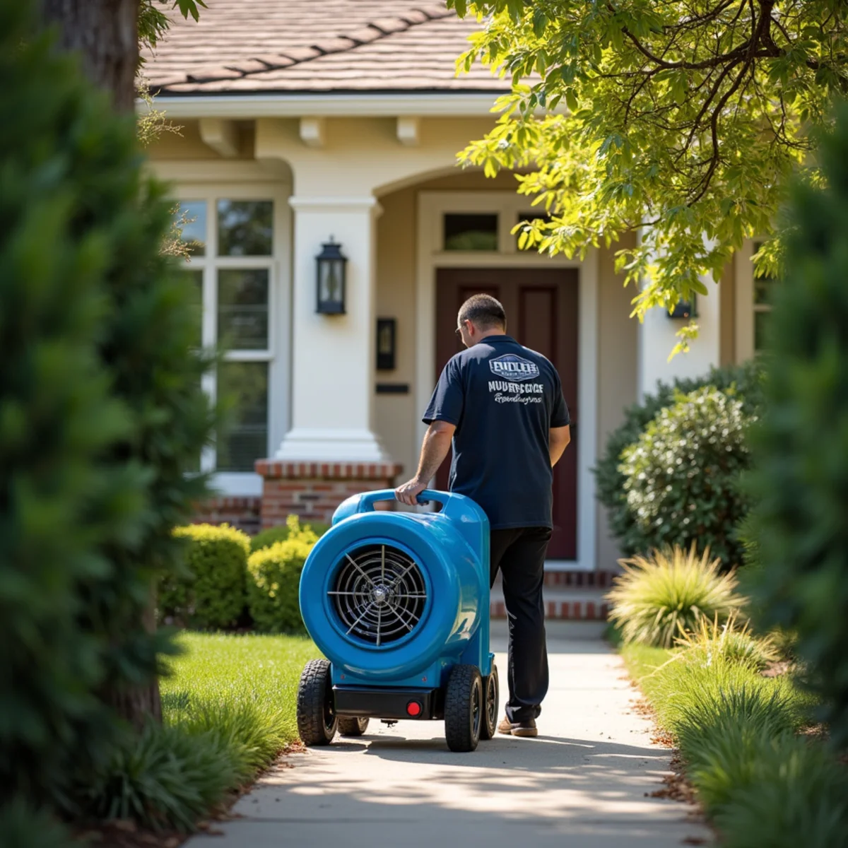 Water damage restoration crew at a historic Old Towne Fullerton home