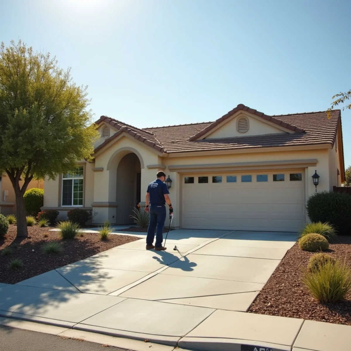 Water damage restoration technician extracting water in a La Mirada, CA tract home