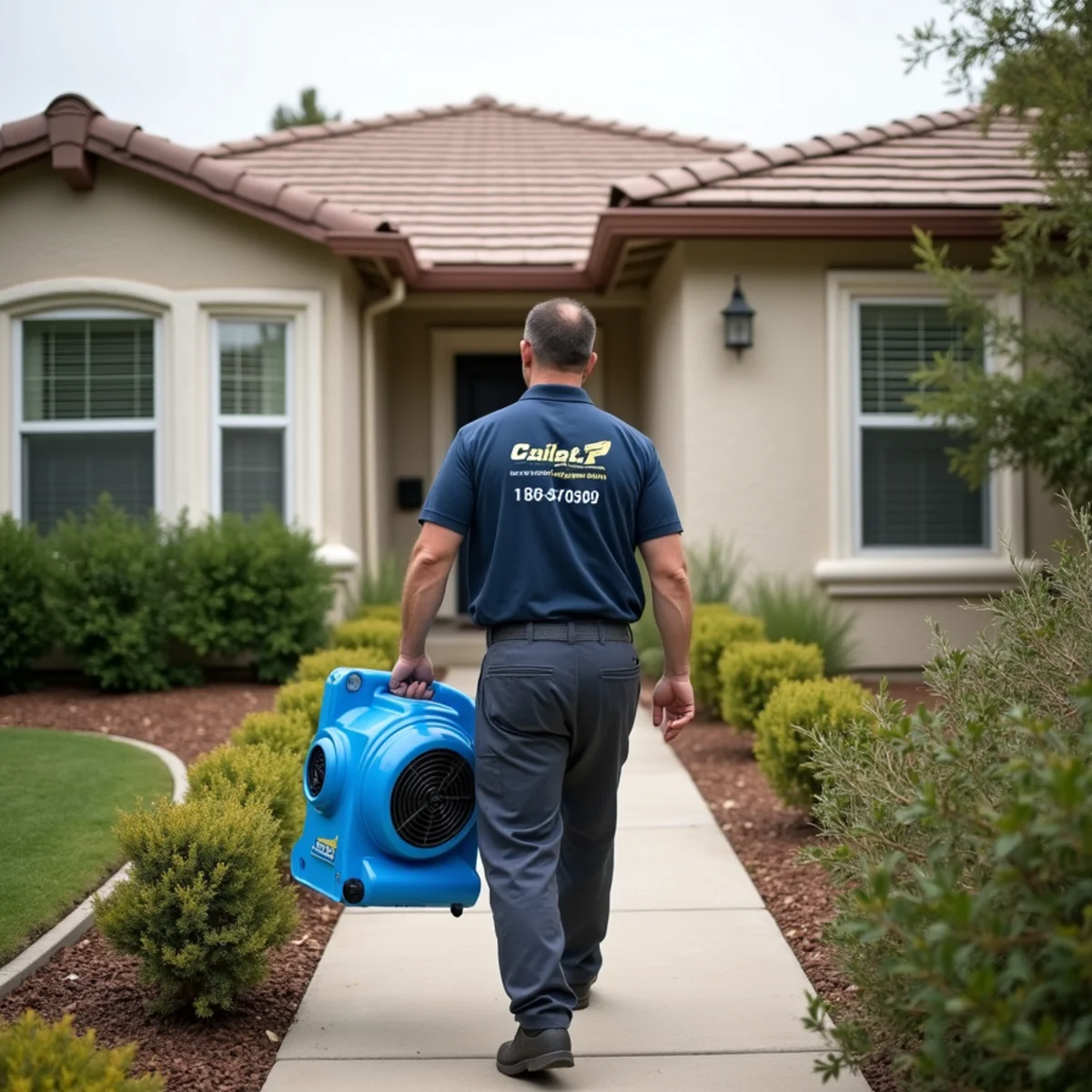 Water damage restoration crew at a Mission Viejo, CA home