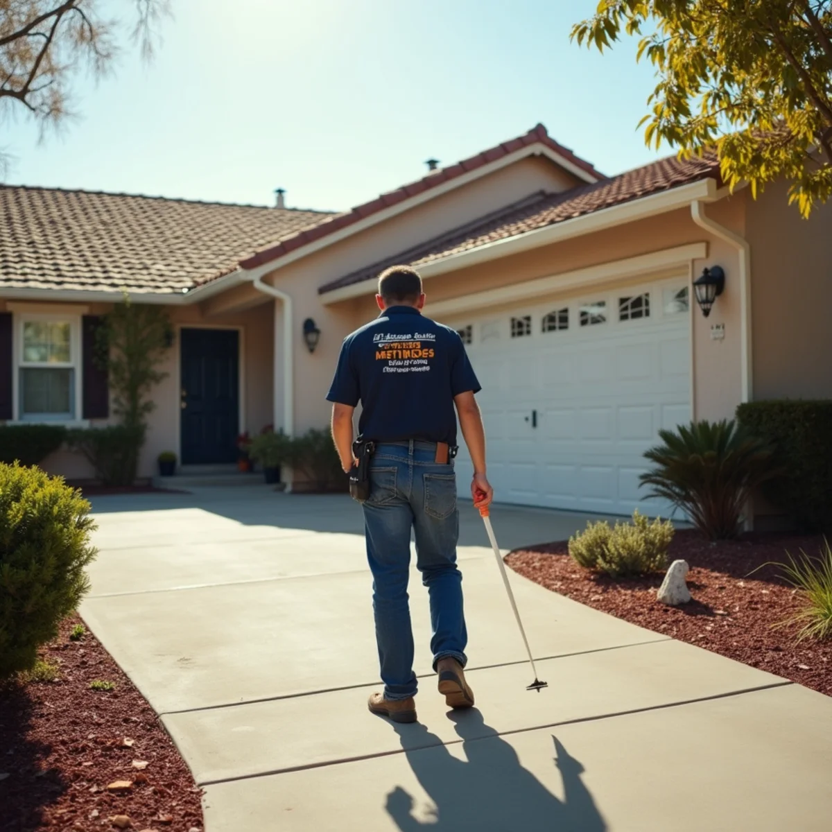 Water damage restoration technician at a 1950s ranch home in Rossmoor, CA