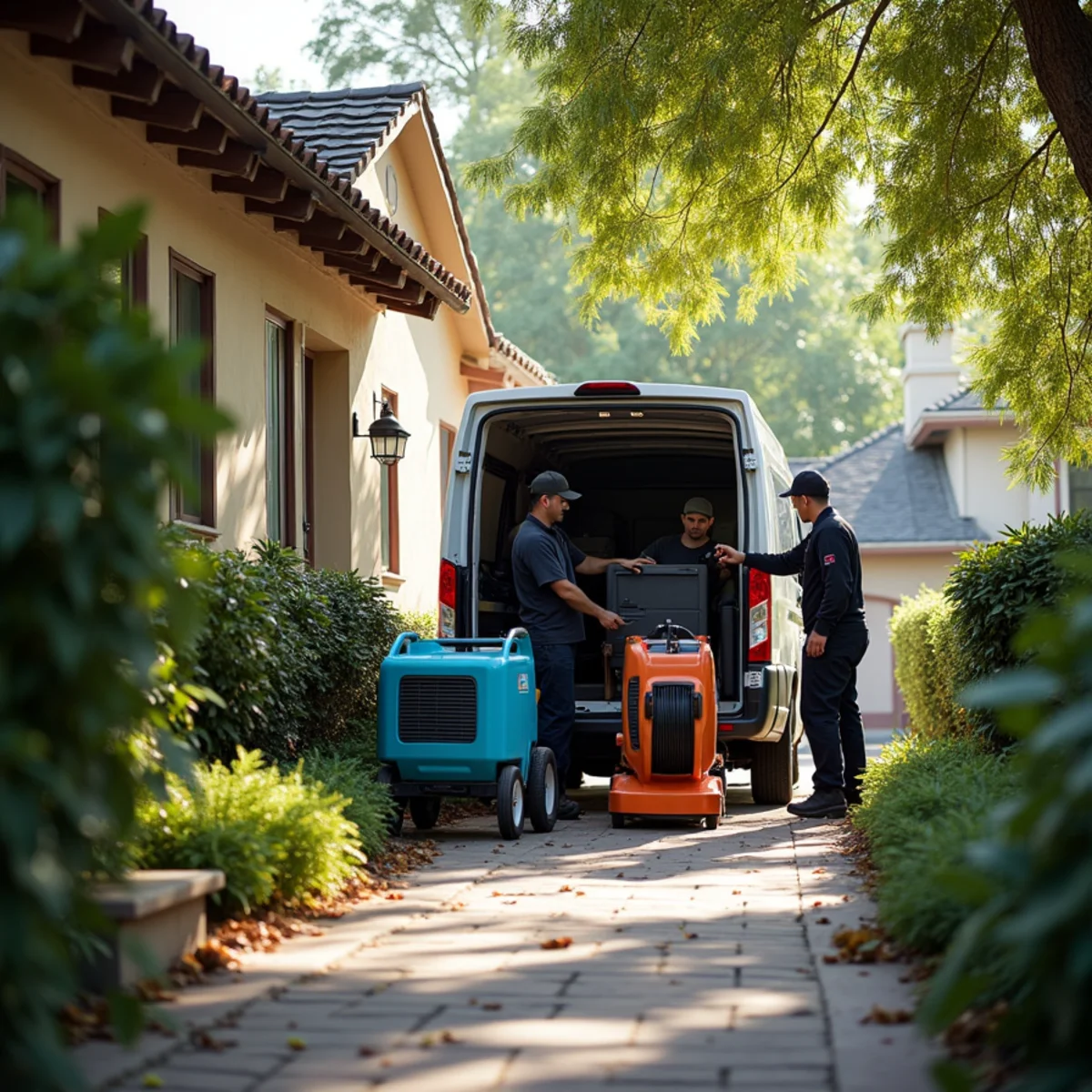 Restoration crew inspecting an older home's plumbing in Uptown Whittier, CA